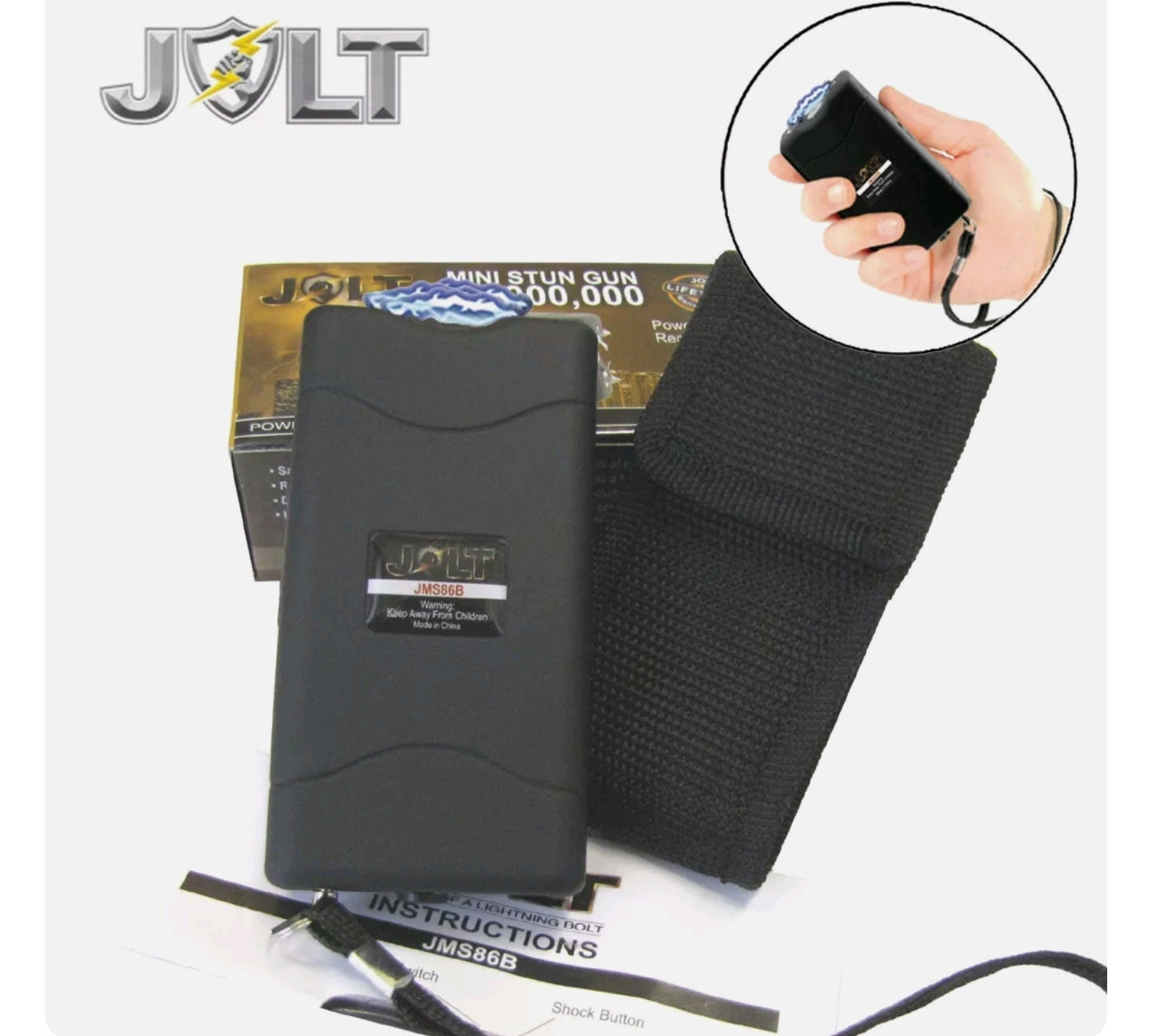 JOLT Mini 86,000,000 Volt STUN GUN with LED Light - Maximum Voltage - BLACK - Tophatter Daily Deals