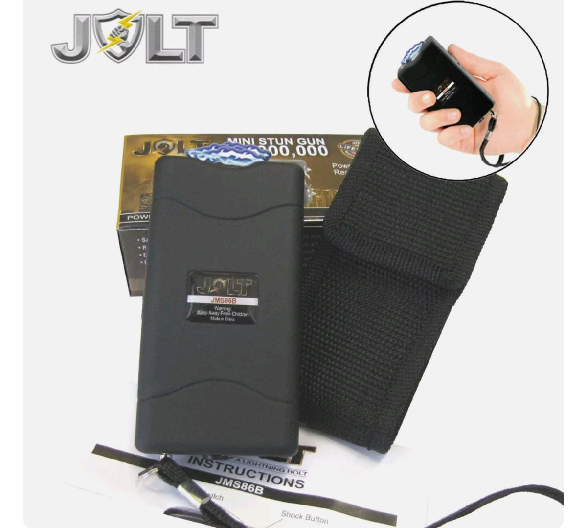JOLT Mini 86,000,000 Volt STUN GUN with LED Light - Maximum Voltage - BLACK - Tophatter Daily Deals