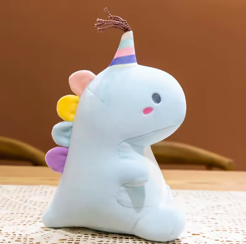 Pastel Party Dinosaur Plush Rainbow Plush Toy Blue Animals - Tophatter Daily Deals