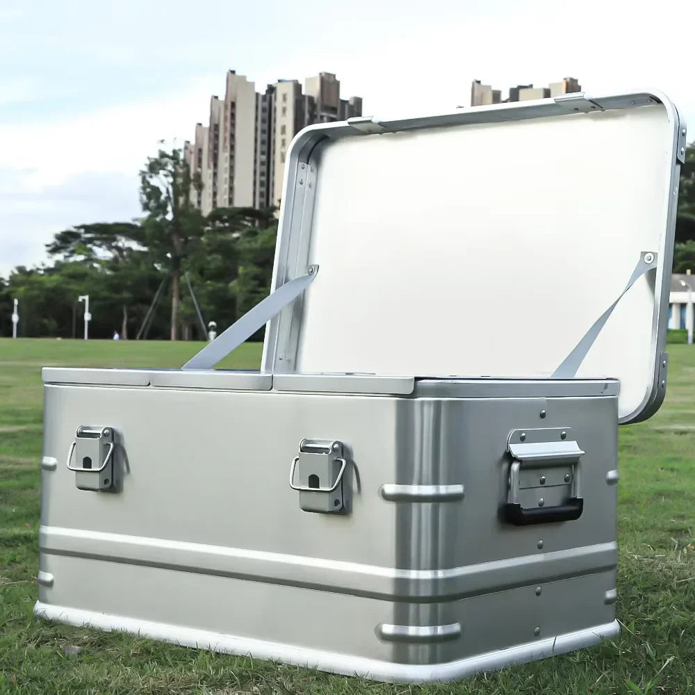50L Outdoor Aluminum Alloy Storage Box Silver Camping & Hiking - Tophatter Daily Deals