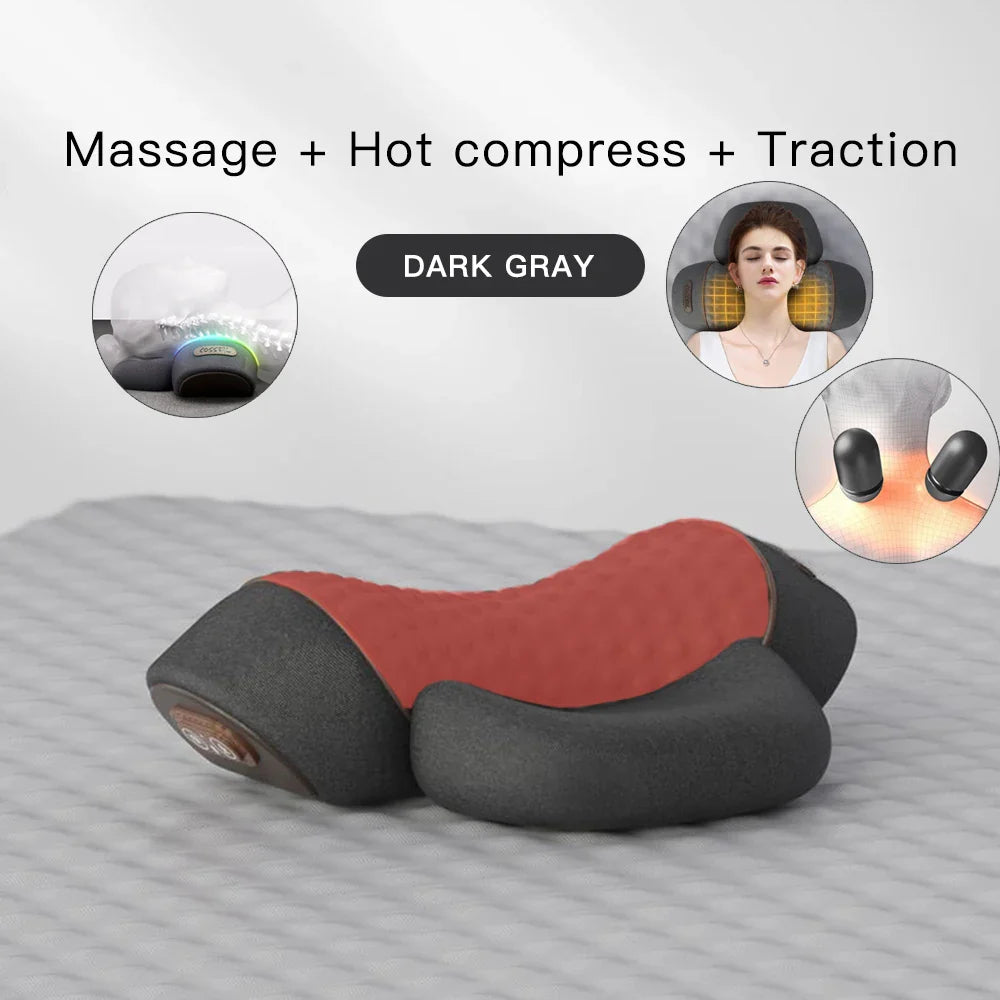 Neck Massage Pillow Heating Vibration Memory Foam Support DGy 3Function - Tophatter Daily Deals