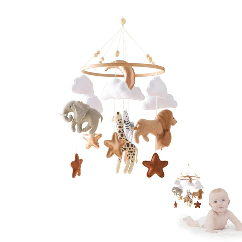 Wooden Felt Animal Crib Mobile With Soothing Calming Music - Tophatter Daily Deals