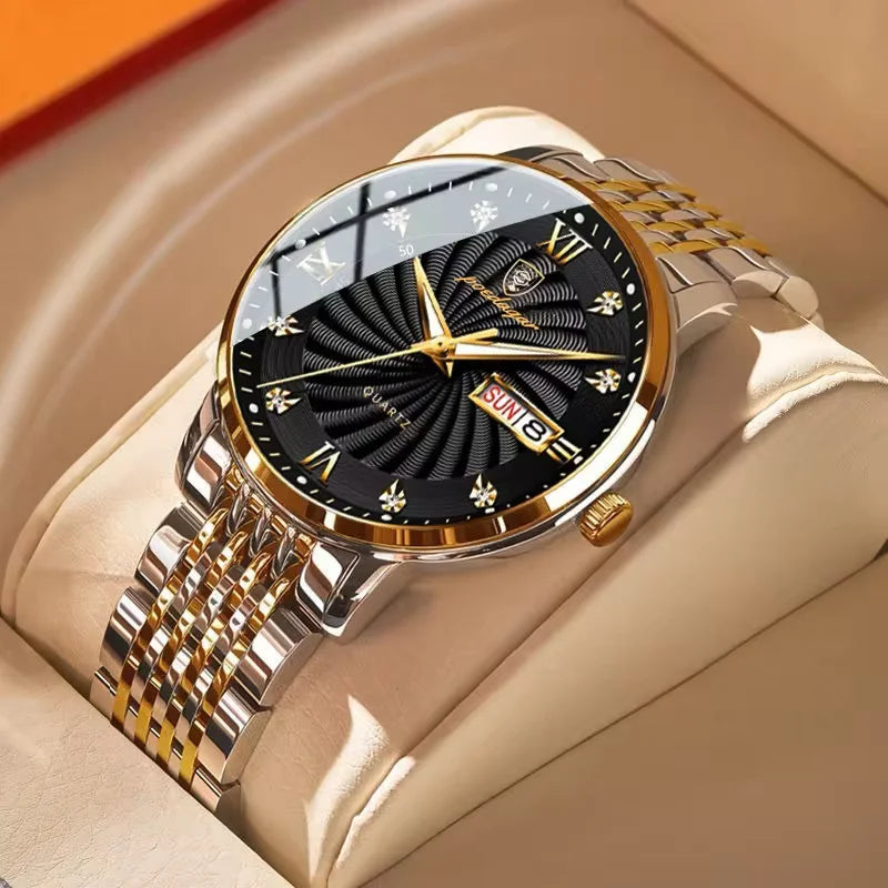 Quartz Wristwatch Stainless Steel Luminous Date Week - Tophatter Daily Deals