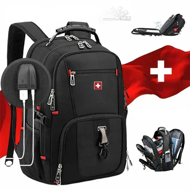 Waterproof Backpack with USB Charging PortRucksack Black Backpacks - Tophatter Daily Deals