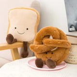 Pretzel Croissant Smiley Face Poached Egg Baguette Bread Plush Toy Food - Tophatter Daily Deals
