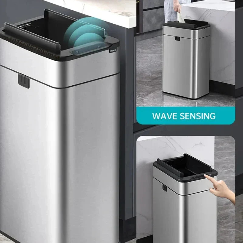 Trash Can 20L Stainless Steel Sensor Kitchen Bin Hands Free - Tophatter Daily Deals