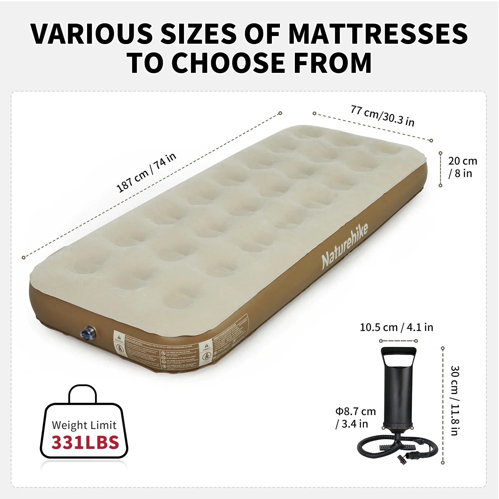 Camping Air Mattress PVC Inflatable Bed Khaki Camping & Hiking - Tophatter Daily Deals