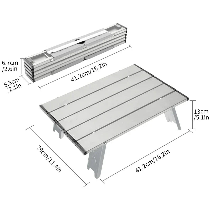Aluminum Alloy Mini Camping Table Foldable Silver Camp Furniture - Tophatter Daily Deals