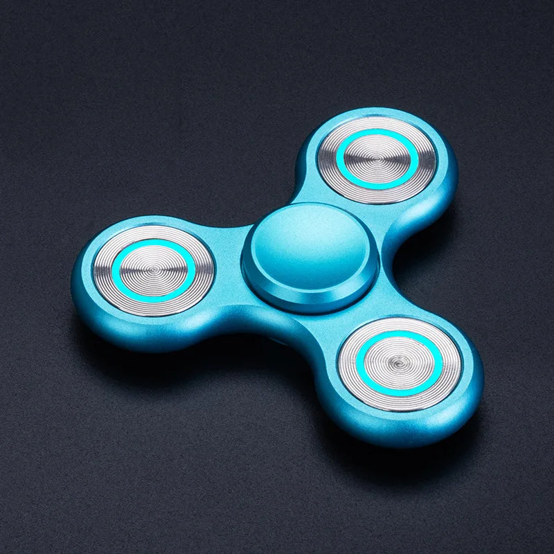 Fidget Spinner Luminous Metal Triangle EDC Desk Focus Toy Sky Blue - Tophatter Daily Deals