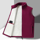 Warm Mens Fleece Vest - Sleeveless, Lamb Fleece, Winter Red - Tophatter Daily Deals