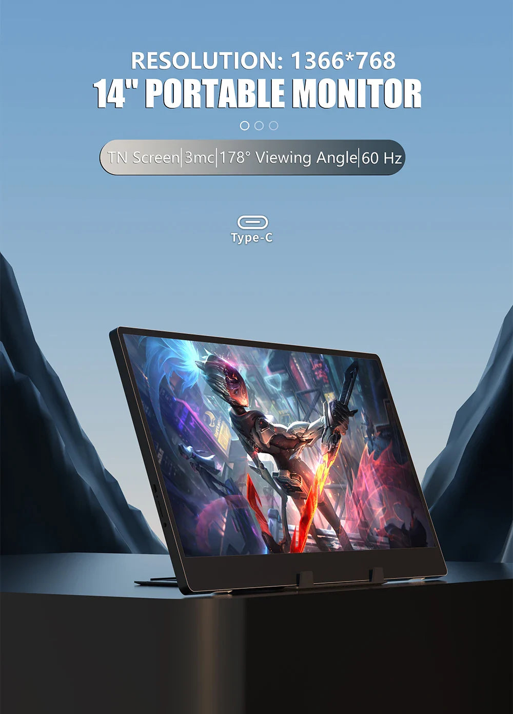 Portable 14 Inch Monitor 178 Degree View Built In Speaker - Tophatter Daily Deals
