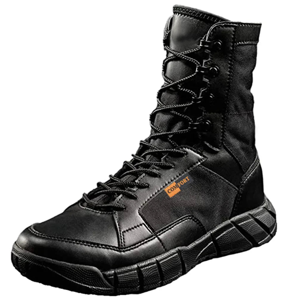 Mens Tactical Mid-Calf Combat Boots (Black No Zip) Apparel & Accessories > Shoes > Boots - Tophatter Daily Deals