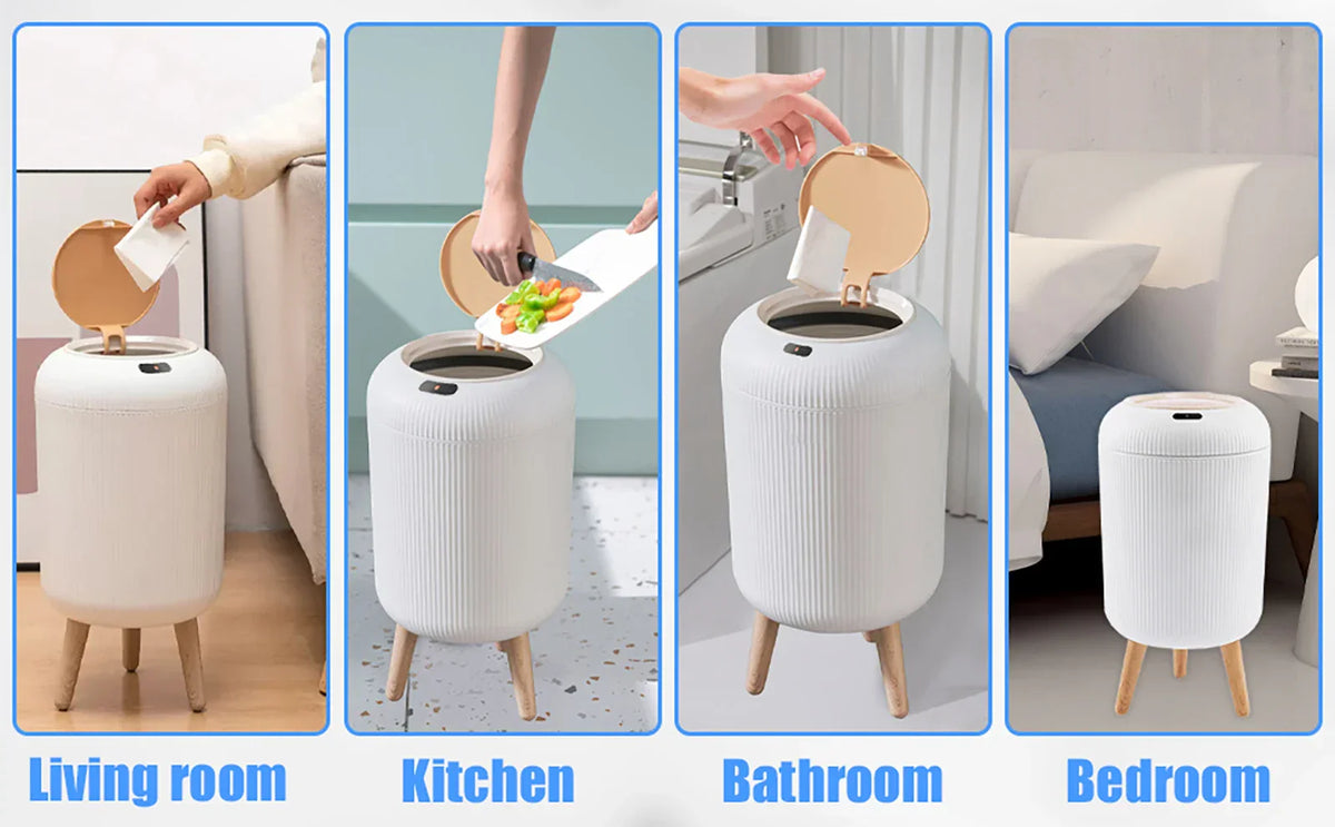Motion Sensor Trash Can Small Plastic Smart Bin Hands Free - Tophatter Daily Deals
