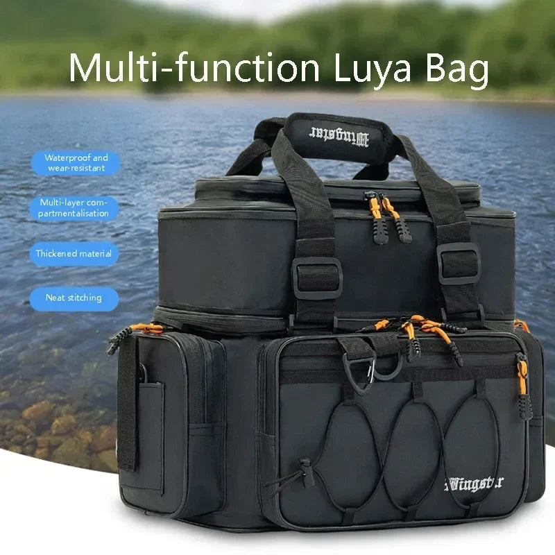 Waterproof Fishing Gear Shoulder Bag Camping Black Duffel Bags - Tophatter Daily Deals
