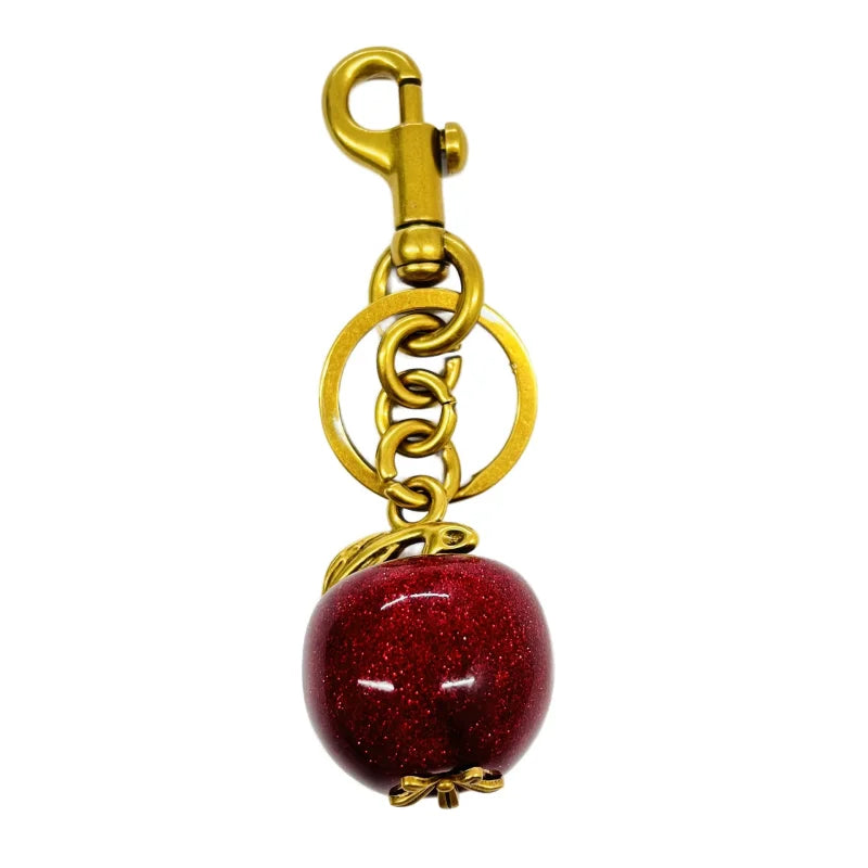 Red Cherry Keychain Bag Charm With Gold Leaf Lobster Clasp red apple - Tophatter Daily Deals