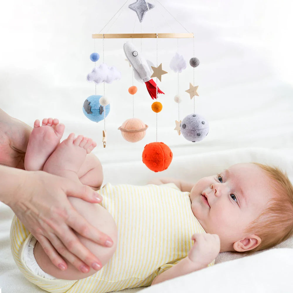 Wooden Rocket Crib Mobile Newborn Sensory Toys Soothing - Tophatter Daily Deals