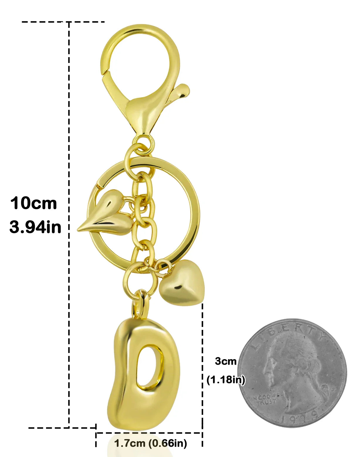 Personalized Keychain Gold Bubble Letter Bag Charm Gift D - Tophatter Daily Deals