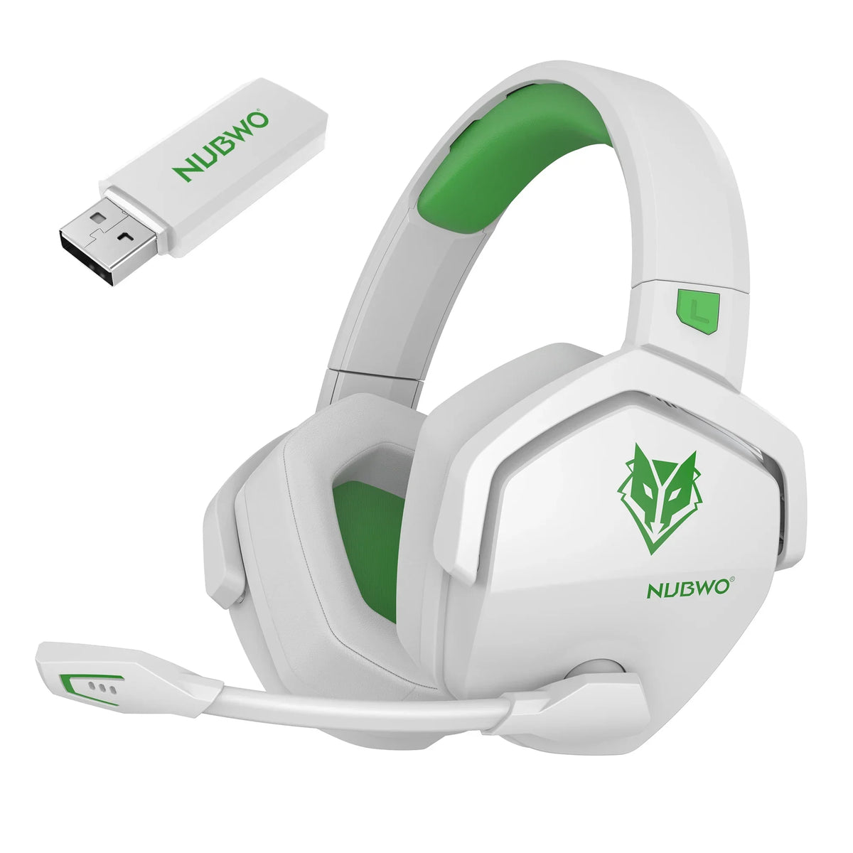 Wireless Gaming Headset With Mic Active Noise Cancellation WhiteGreen - Tophatter Daily Deals