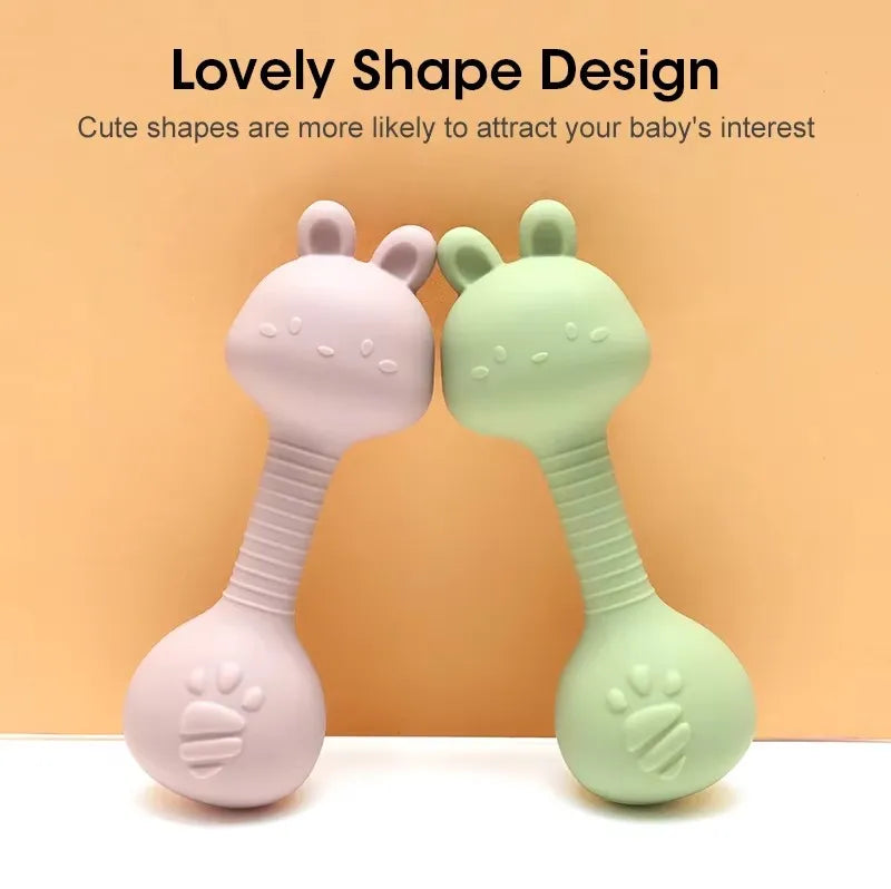 Silicone Rabbit Teether Rattle Newborn Sensory Toys - Tophatter Daily Deals
