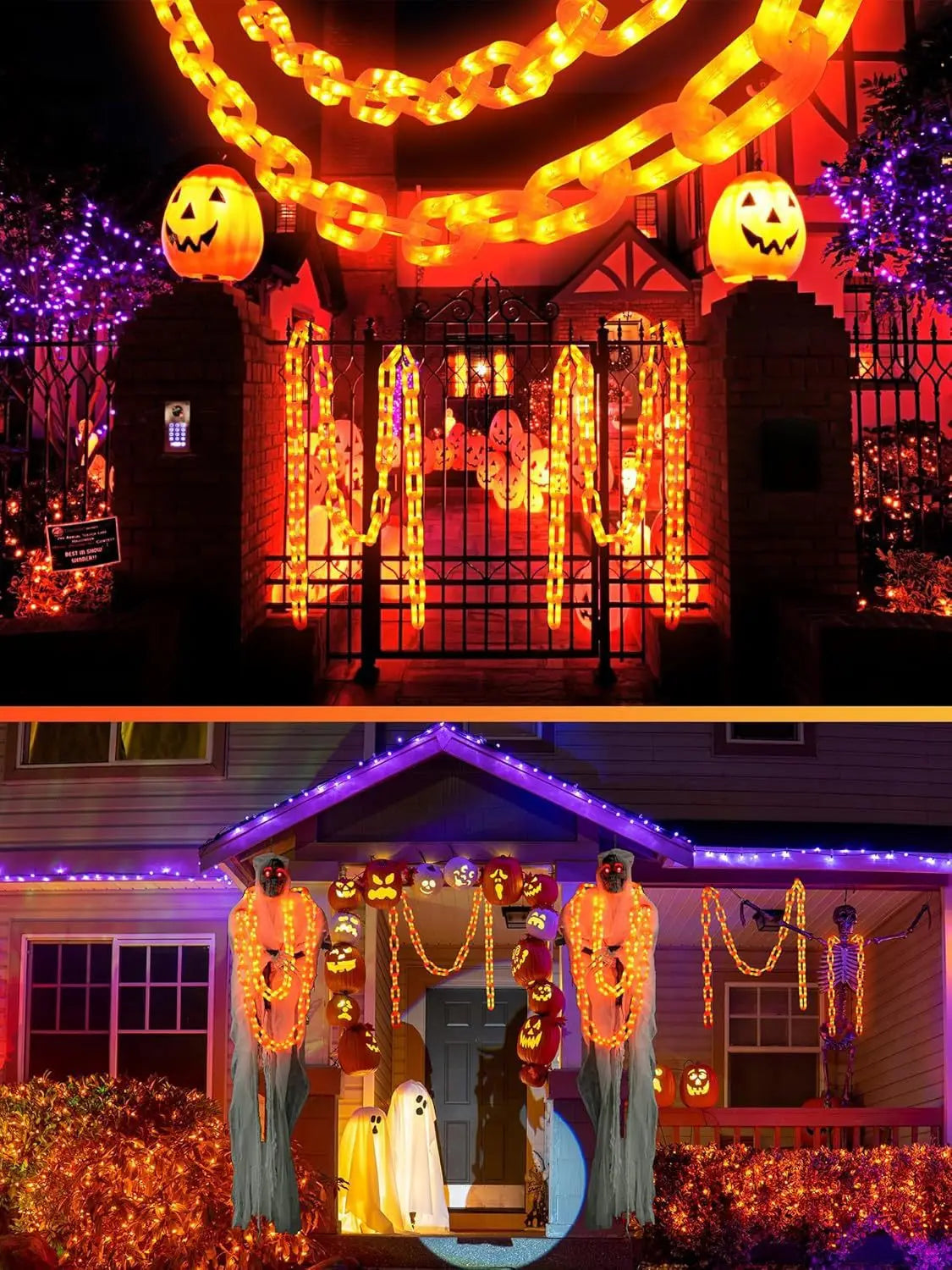 Solar Battery Halloween Chain Lights Waterproof 8 Modes - Tophatter Daily Deals