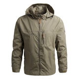 Waterproof Mens Tactical Jacket - Hooded, Lightweight Khaki - Tophatter Daily Deals