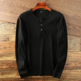 Soft Classic Men's Long Sleeve Pullover - Henley Knit Black - Tophatter Daily Deals