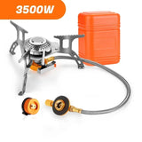 3500W Portable Folding Camping Gas Stove with Adapter Silver Camp Cooking - Tophatter Daily Deals