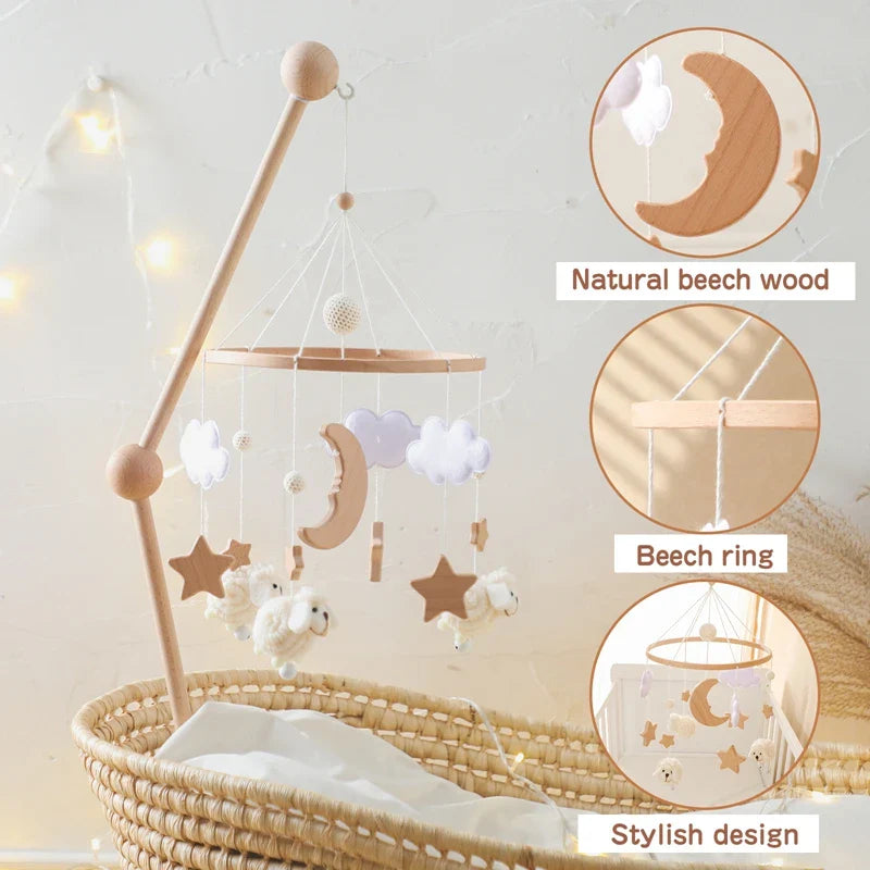 Wooden Felt Animal Crib Mobile With Soothing Calming Music - Tophatter Daily Deals