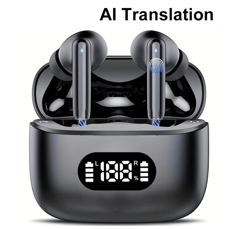 AI Translator Earbuds Real Time 144 Languages With ANC Black - Tophatter Daily Deals