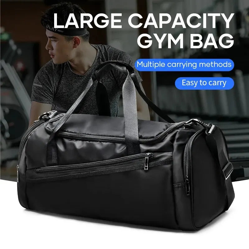 40L Foldable Sports Gym Travel Duffel Bag Black Duffel Bags - Tophatter Daily Deals