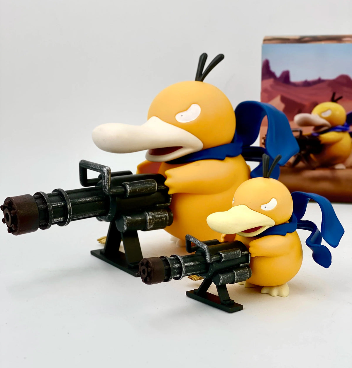 Pokemon Psyduck Gatling Gun Anime Figure Cross Dressing Toys PVC Statue Model Collection Decor Creative Peripheral Birthday Gift - Tophatter Daily Deals