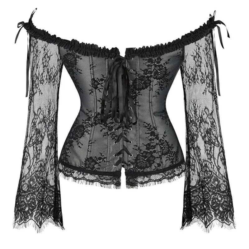 Supportive Women's Corset Top - Off Shoulder, Lace Satin - Tophatter Daily Deals