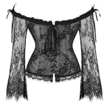 Supportive Women's Corset Top - Off Shoulder, Lace Satin - Tophatter Daily Deals