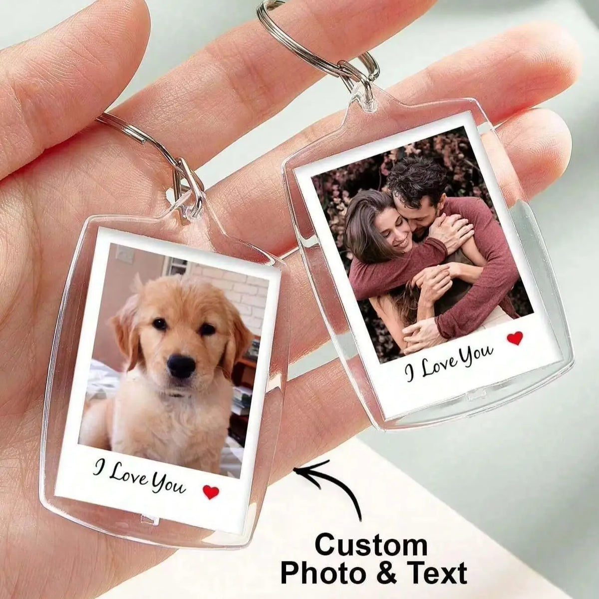 Custom Photo And Text Keychain, Personalized Acrylic Keychain, Couple Keychain, Birthday's Gift, Anniversaries, Couples Gift. Style 1 - Tophatter Daily Deals