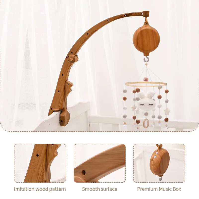 Wooden Felt Animal Crib Mobile With Soothing Calming Music - Tophatter Daily Deals