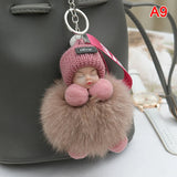 Pompom Sleeping Baby Keychain Plush Bag Charm Cute Gift A9 - Tophatter Daily Deals