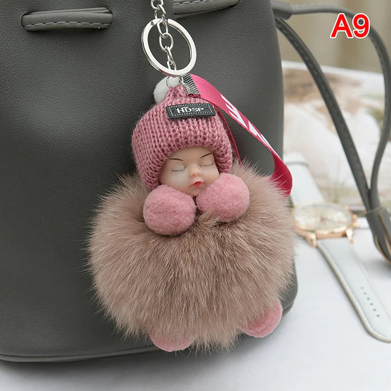 Pompom Sleeping Baby Keychain Plush Bag Charm Cute Gift A9 - Tophatter Daily Deals