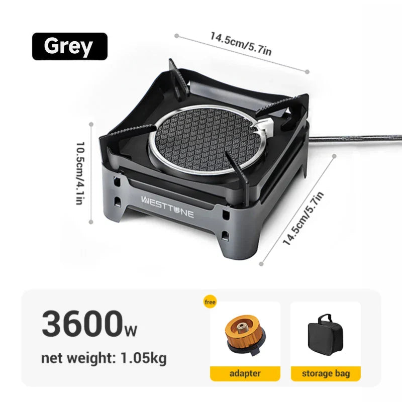 3600W Camping Infrared Gas Stove Grey Camp Cooking - Tophatter Daily Deals