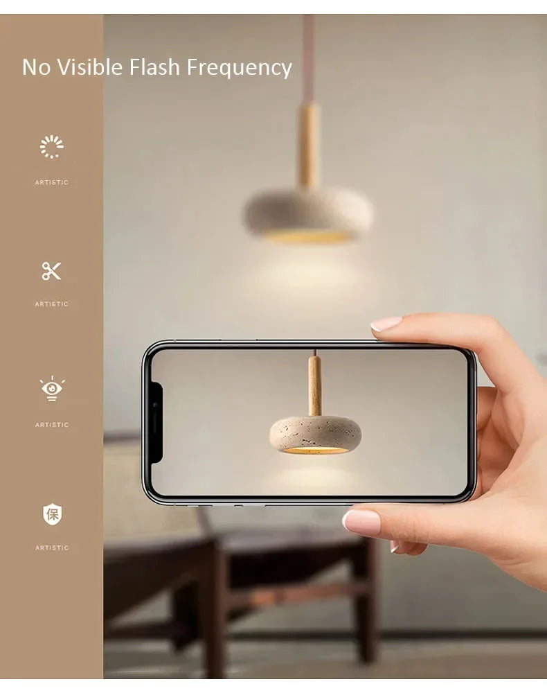 Japandi LED Pendant Lamp Yellow Stone Wabi Sabi Ambient Design - Tophatter Daily Deals
