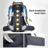 70L Camping Backpack Tear-Resistant Rucksack Blue Backpacks - Tophatter Daily Deals