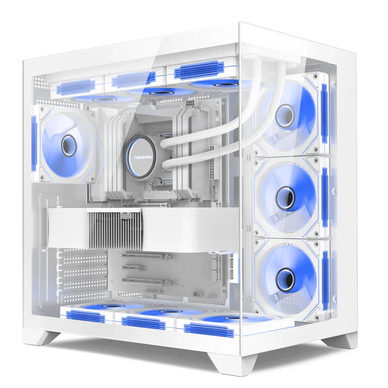 Gaming PC Case Dreamland Pro ATX Dual Glass 360mm Chassis White - Tophatter Daily Deals