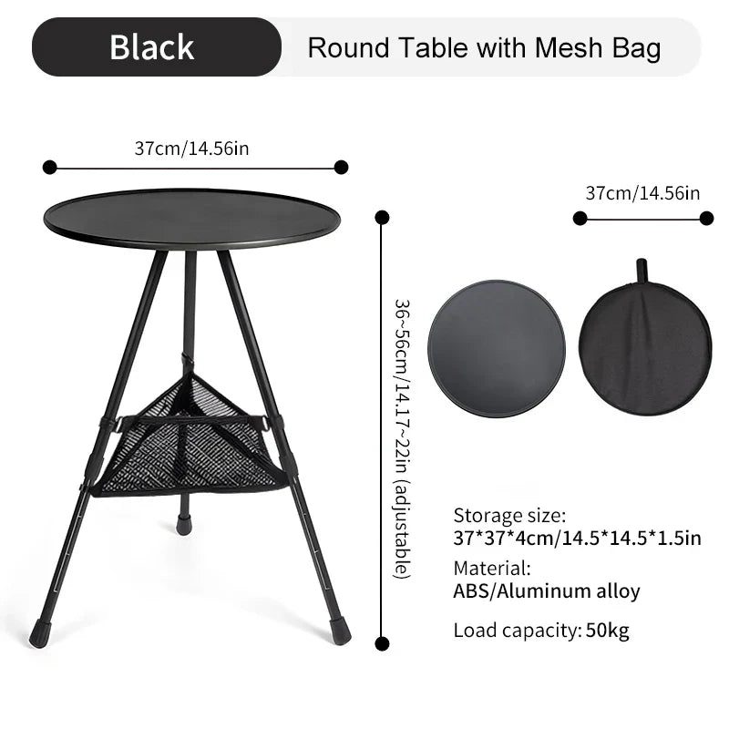 Camping Round Folding Table Black Camp Furniture - Tophatter Daily Deals