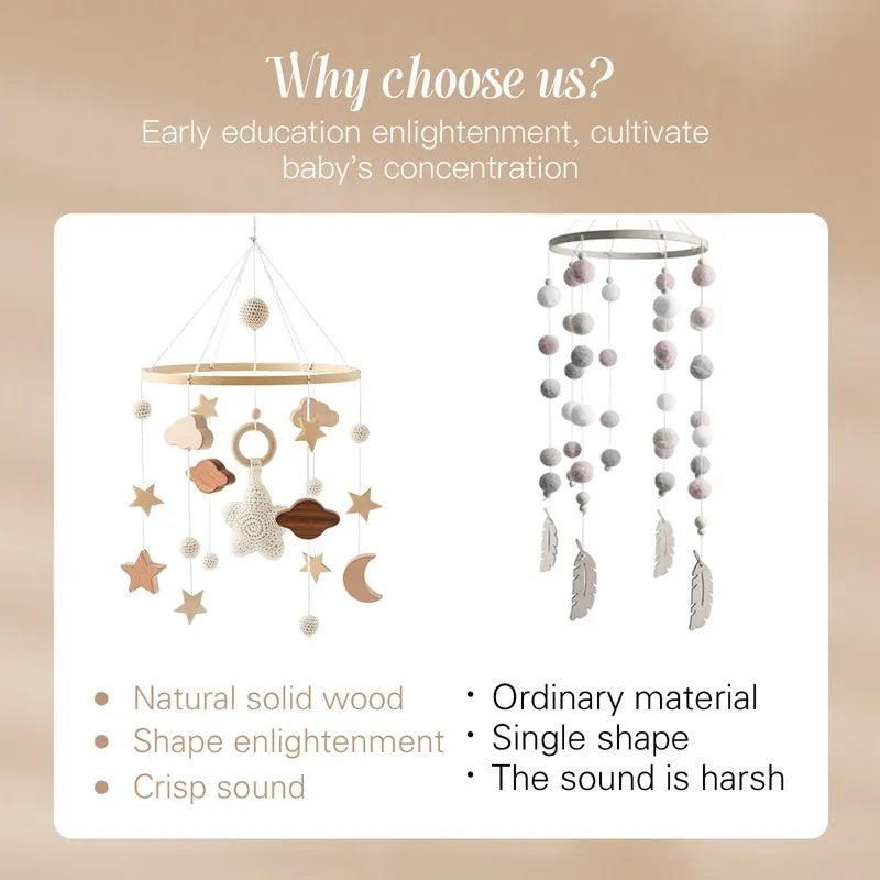 Wooden Baby Mobile With Music Box Newborn Sensory Toys - Tophatter Daily Deals