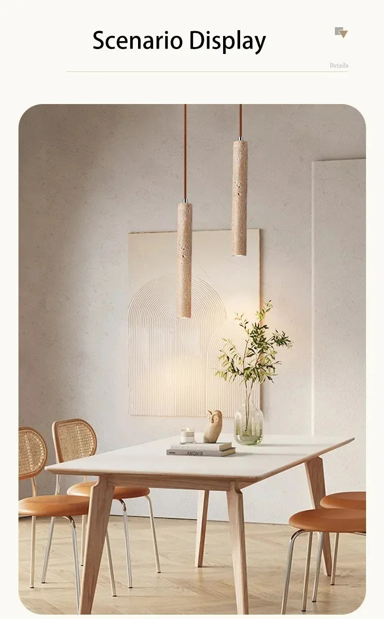Japandi LED Pendant Lamp Wood Tube Japan Style Bedroom Light - Tophatter Daily Deals