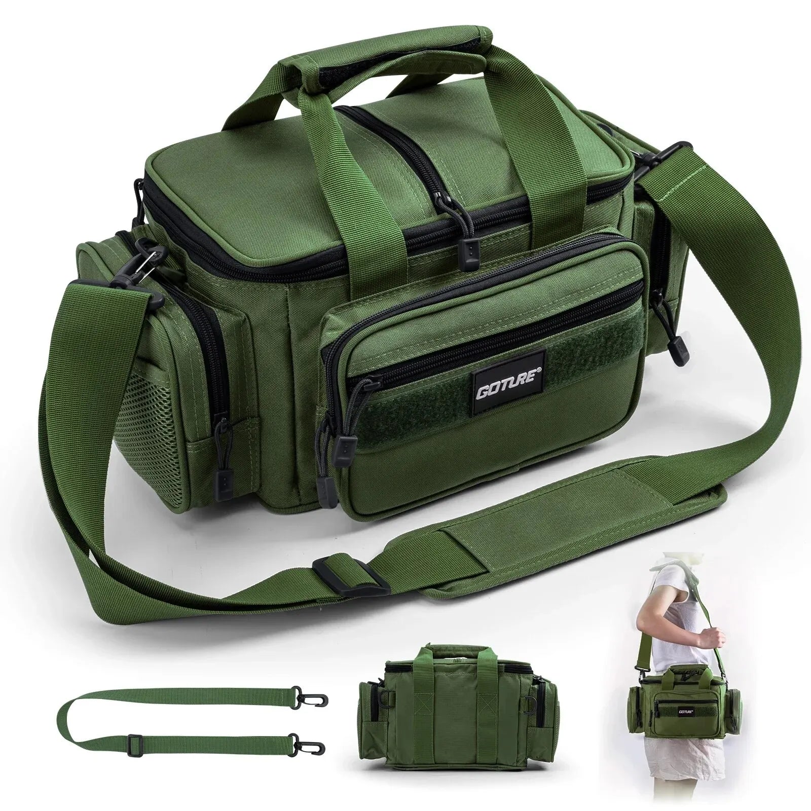 High-Capacity Tackle Shoulder Bag Outdoor Green Duffel Bags - Tophatter Daily Deals