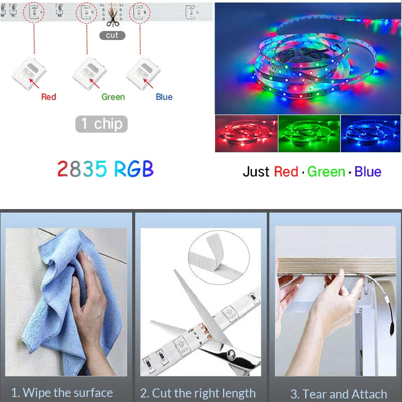 RGB LED Strip Lights 2835 App Music Sync Ambient Decor - Tophatter Daily Deals