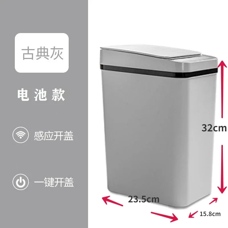 Smart Trash Can Automatic Sensor Bin Touchless Odor Control Grey-Battery style - Tophatter Daily Deals