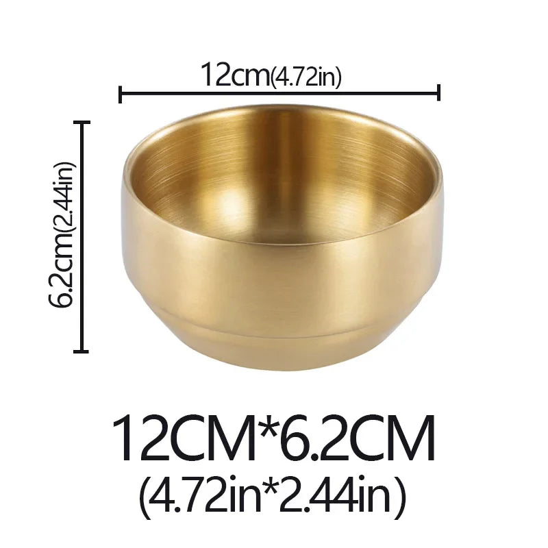 Stainless Steel Double Layer Rice Bowl With Lid Insulated gold-M-No lid - Tophatter Daily Deals