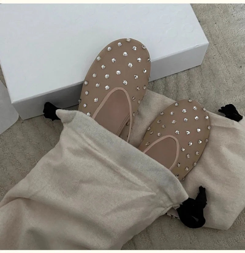 Breathable Women Ballet Flats - Mesh Crystal, Casual Walking - Tophatter Daily Deals