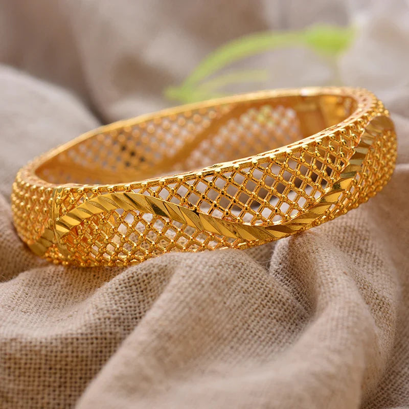 Gold Plated Bangles Luxury Arabic Wedding Bracelet - Tophatter Daily Deals